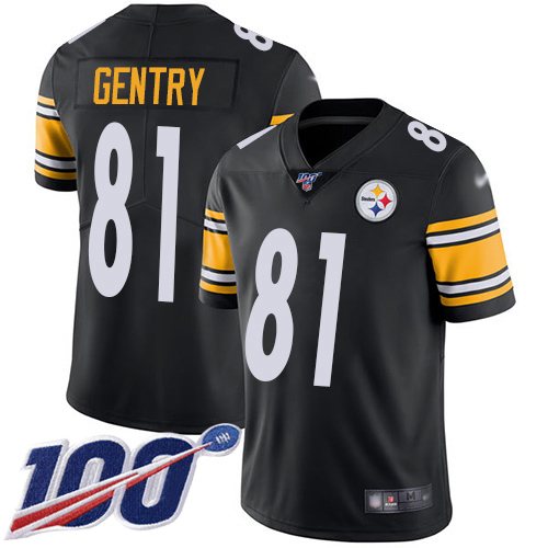 Men Pittsburgh Steelers Football #81 Limited Black Zach Gentry Home 100th Season Vapor Untouchable Nike NFL Jersey->pittsburgh steelers->NFL Jersey